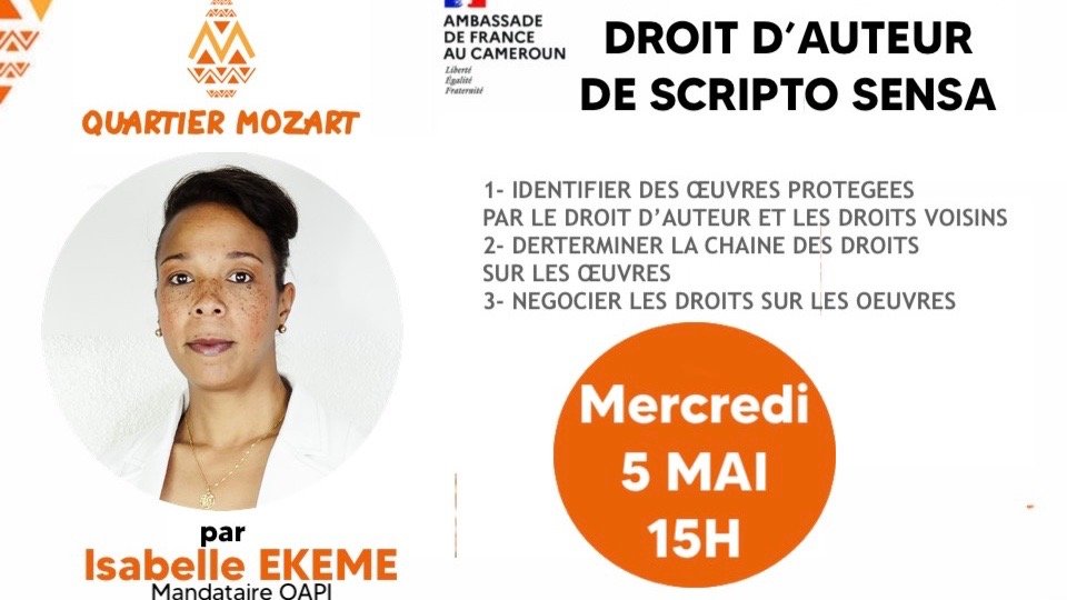 Cabinet Ekeme Lysaght : formateur au droit d’auteur dans le cadre du programme SCRIPTO SENSA